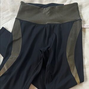 Victoria's Secret Black Leggings with Gold Stripes small NWT